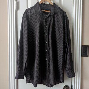 Axcess Size 17/34-35 Brown and White Striped 100% Cotton Men’s Button Down Shirt